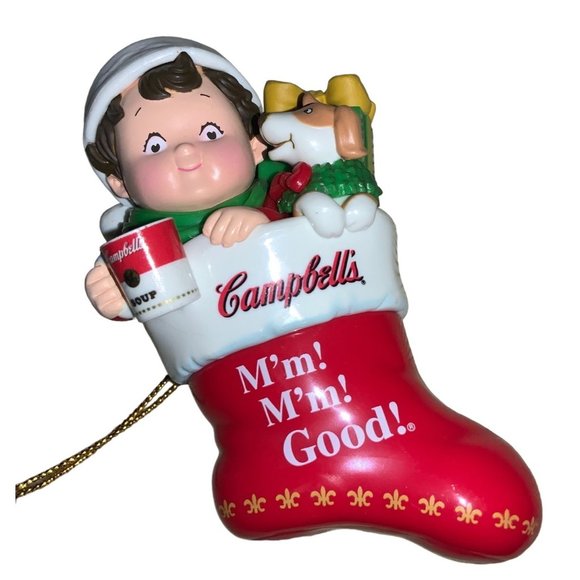 VERY CUTE! Campbell's Soup Christmas Ornament 2001 Kid In Stocking Collectible - Picture 6 of 14